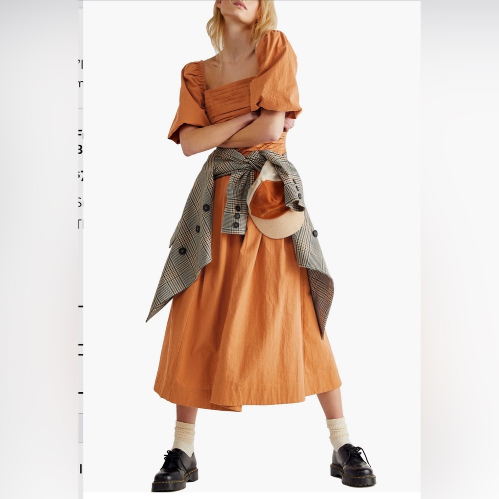 NWT Free People free-est Ain't She a Beaut Puff Sleeve Ruched Dress Size S